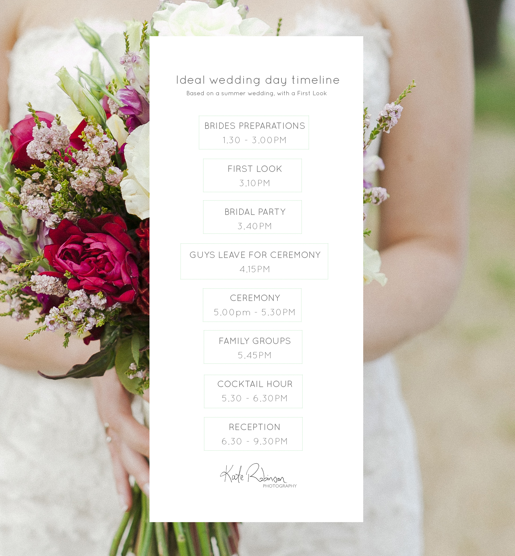 Wedding Day Timeline Kate Robinson Photography